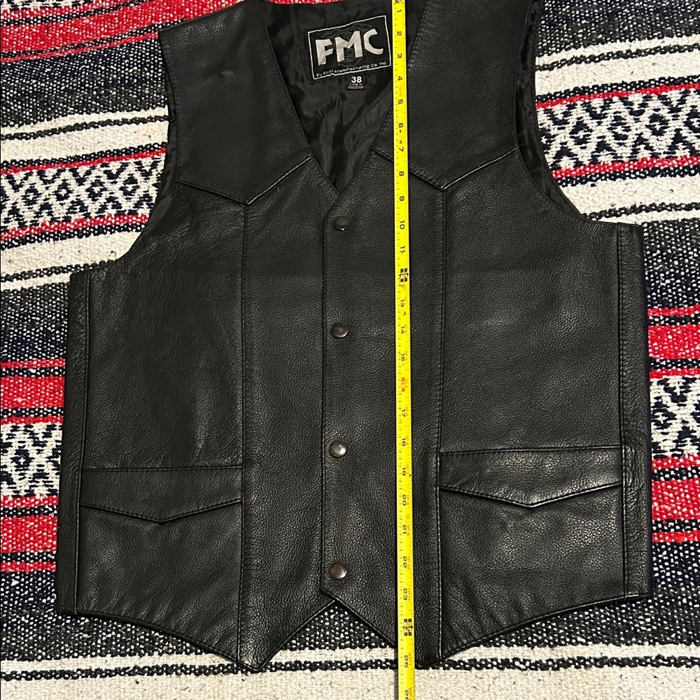 FMC Men's Black Leather Vest - Picture 6 of 6